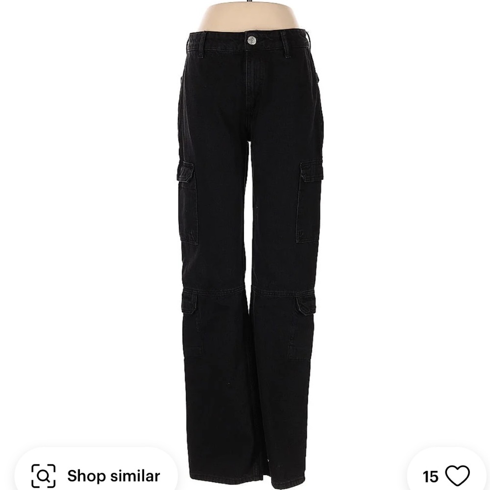 Zara Black Denim Cargo Jeans